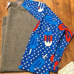 Large LuLaRoe Randy Baseball T HTF AMERICANA BNWT
